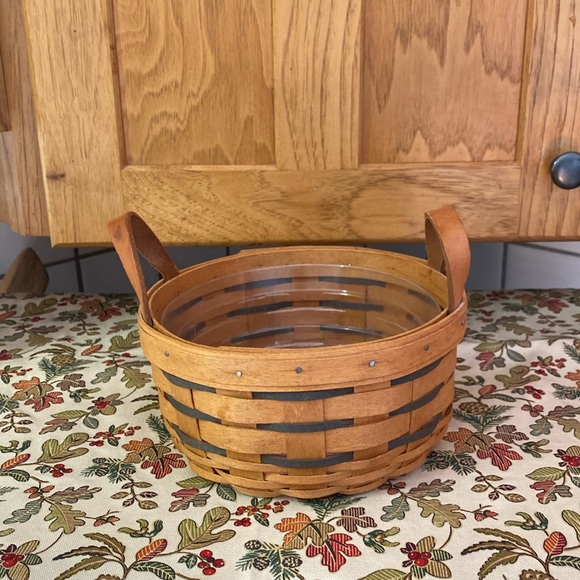 Longaberger Other - Longaberger 1994 Small Round Basket w/Leather Handles and Plastic Protector.